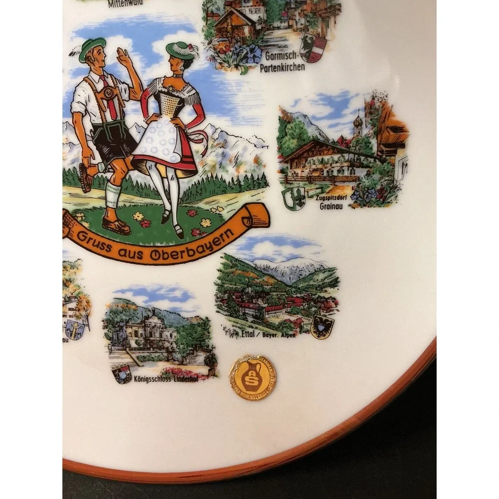 Winterling Schwarzenbach Bavaria Gruss aus Oberbayern Souvenir Plate Gold Rim 7